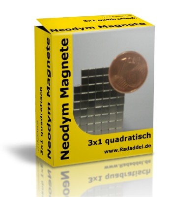 10 Neodym Magnete quadratisch 3 x 3 x 1 mm
